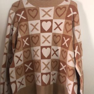 Woman’s valentines  Heart Pattern studio park Tan and Cream